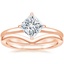 14K Rose Gold North Star Ring with Chevron Ring