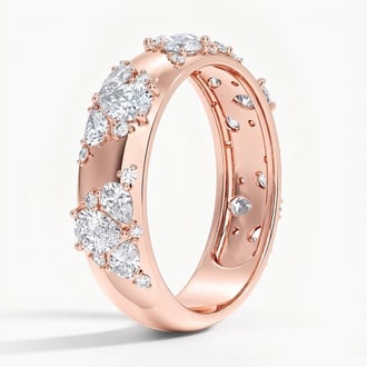 Mosaic Lotus Pear and Round Lab Diamond Ring in 14K Rose Gold
