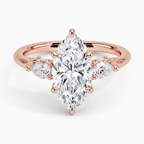 14K Rose Gold Secret Garden Gallery Three Stone Diamond Ring