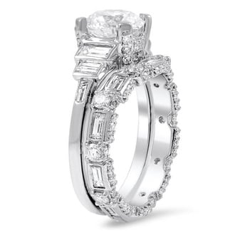 Custom Art Deco Inspired Tiered Baguette Diamond Matched Set