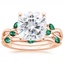 14KR Moissanite Willow Bridal Set With Lab Emerald Accents, smalltop view