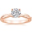 14K Rose Gold Twisted Vine Solitaire Ring, smalltop view
