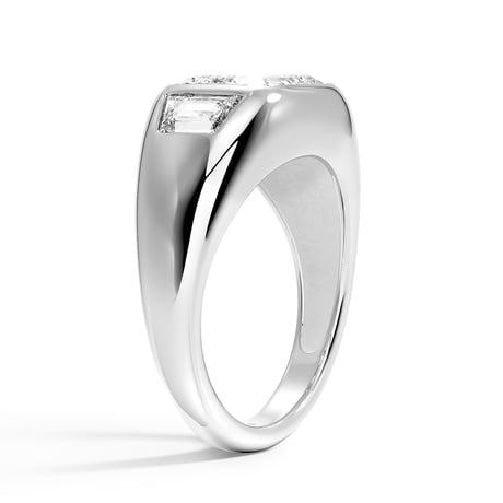 18K White Gold Sloane Three Stone Trapezoid Dome Diamond Ring (1/2 ct. tw.)