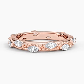 Camellia Milgrain Marquise Lab Diamond Ring (3/4 ct. tw.) in 14K Rose Gold