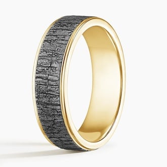 Alder 6.5mm Black Wedding Ring in 18K Yellow Gold
