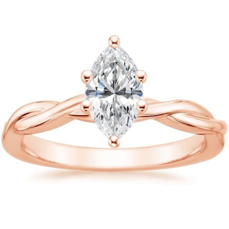 14K Rose Gold Twisted Vine Ring with Petite Twisted Vine Diamond Ring (1/8 ct. tw.)