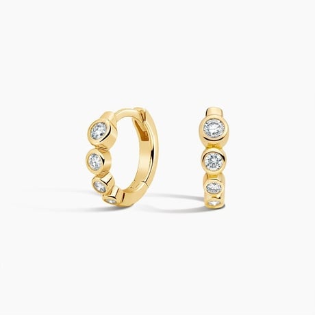 Anya Bezel Diamond Huggie Hoop Earrings