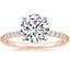 14K Rose Gold Petite Shared Prong Half Coverage Diamond Ring, smalltop view