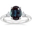 18K White Gold Floating Three Stone Diamond Ring, smalltop view