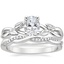 18K White Gold Budding Willow Ring with Petite Twisted Vine Diamond Ring (1/8 ct. tw.)