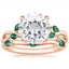 14KR Moissanite Willow Bridal Set With Lab Emerald Accents, smalltop view