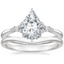 18K White Gold Nadia Diamond Ring with Petite Curved Wedding Ring