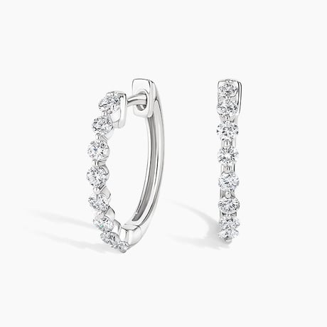 18k White Gold Diamond 2” inch 50mm Brilliant Cut Inside Out Hoop top Earrings