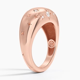 Libra Zodiac Constellation Diamond Dome Ring