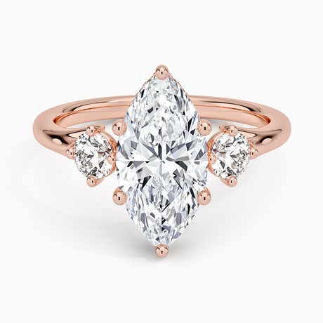 14K Rose Gold Luxe Floating Three Stone Diamond Ring (1/3 ct. tw.)