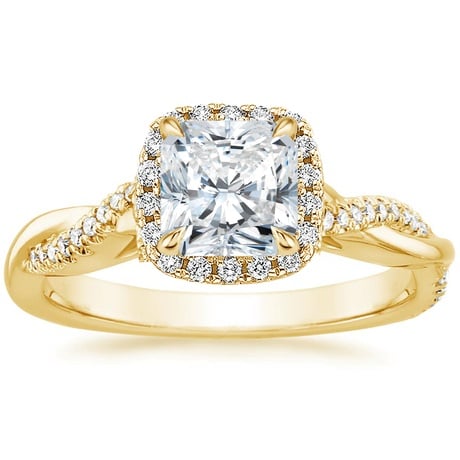 18K Yellow Gold Petite Twisted Vine Halo Diamond Bridal Set (1/3 ct. tw.)