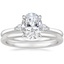 18K White Gold Perfect Fit Three Stone Pear Diamond Ring with Petite Comfort Fit Wedding Ring