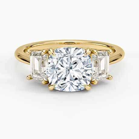 18K Yellow Gold Luxe Embrace Three Stone Trapezoid Diamond Ring