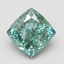 3.05 Ct. Fancy Vivid Bluish Green Cushion Lab Grown Diamond