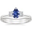 18K White Gold Serena Diamond Ring with Petite Curved Wedding Ring