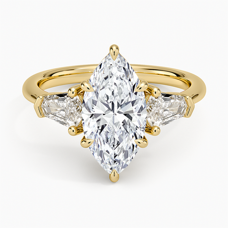 18K Yellow Gold Shield Cut Three Stone Diamond Ring (1/2 ct. tw.)