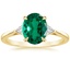 18K Yellow Gold Trillion Cut Three Stone Diamond Ring, smalltop view