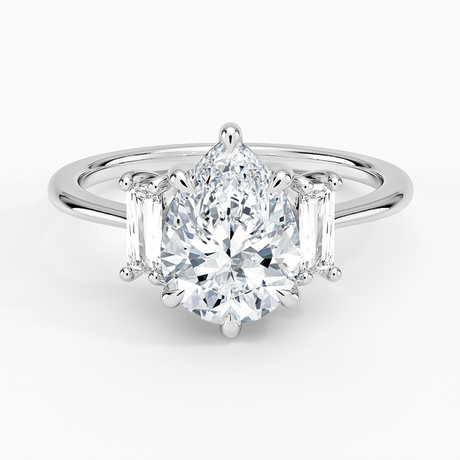 Horizontal Baguette Diamond Engagement Ring