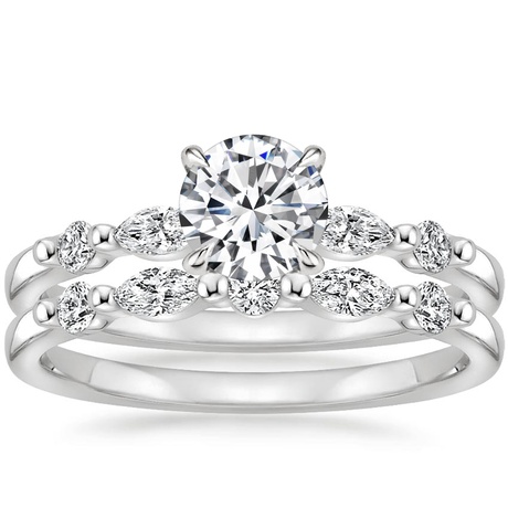 Platinum Petite Versailles Diamond Bridal Set (3/8 ct. tw.)