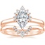 14K Rose Gold Crescent Diamond Ring with Lunette Diamond Ring
