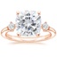 14K Rose Gold Floating Three Stone Diamond Ring, smalltop view