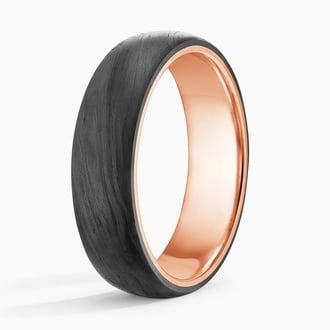 Domo Black 6mm Wedding Ring in 14K Rose Gold