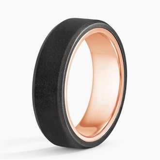 Jett Black 7mm Wedding Ring in 14K Rose Gold