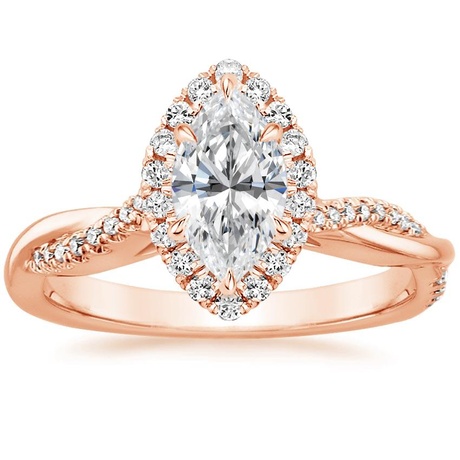 14K Rose Gold Petite Twisted Vine Halo Diamond Bridal Set (1/3 ct. tw.)