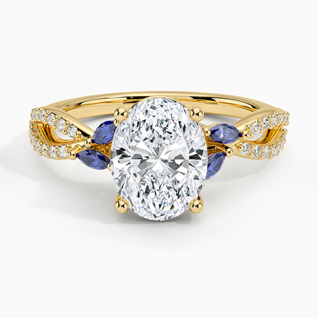 18K Yellow Gold Luxe Willow Sapphire and Diamond Ring (1/8 ct. tw.)