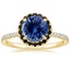 18K Yellow Gold Waverly Halo Diamond Ring with Black Diamond Accents, smalltop view