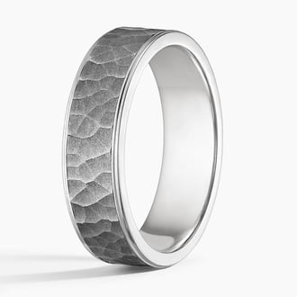 Brooks 6.5mm Black Wedding Ring in 18K White Gold