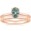 14K Rose Gold Petite Elodie Ring with Petite Comfort Fit Wedding Ring