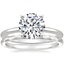 18K White Gold Four-Prong Petite Comfort Fit Ring with Matte Hammered Petite Comfort Fit Wedding Ring