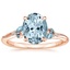 14K Rose Gold Camellia Indigo Milgrain Ring, smalltop view