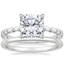 18K White Gold Anita Art Deco Ring with Petite Comfort Fit Wedding Ring