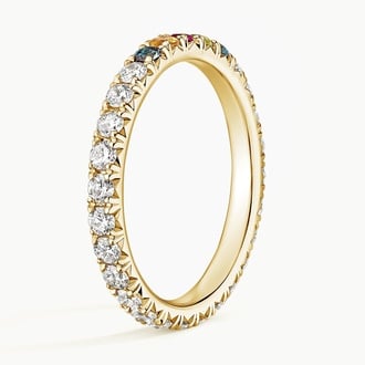 Birthstone Ballad Personalized French Pavé Lab Diamond Ring (3/4 ct. tw.) in 14K Yellow Gold