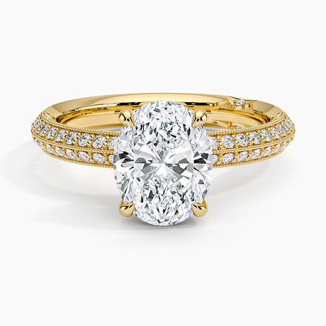 18K Yellow Gold Tacori Sculpted Crescent Knife Edge Diamond Ring