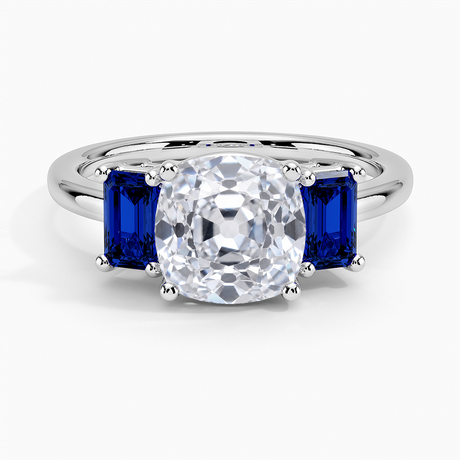 Three Stone Engagement Ring with Sapphire Side Stones