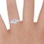Platinum Princess Cut Three Stone Diamond Ring, smallzoomed in top view on a hand