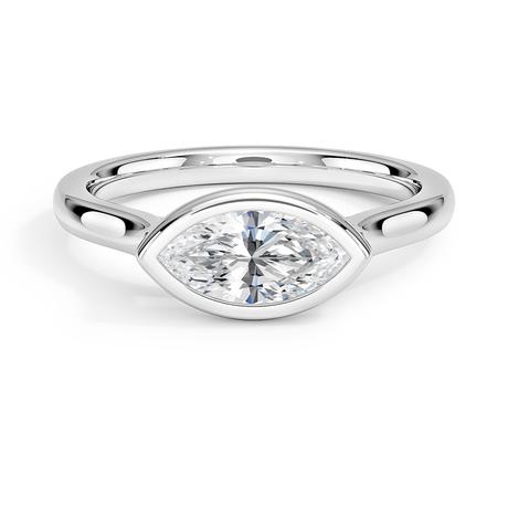 Platinum Luna East-West Bezel Solitaire Ring