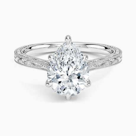 Platinum Elsie Engraved Ring