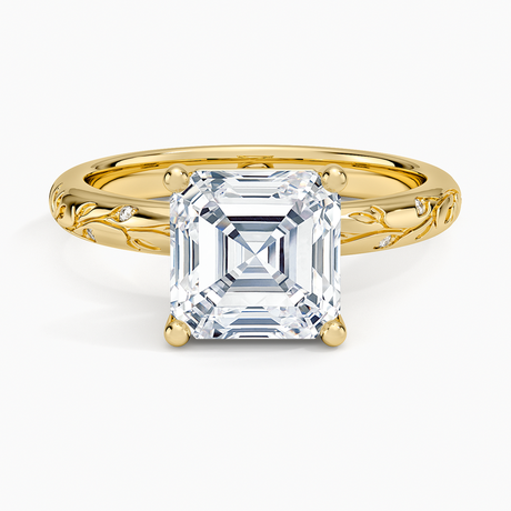 Verdure Engraved Diamond Solitaire Ring
