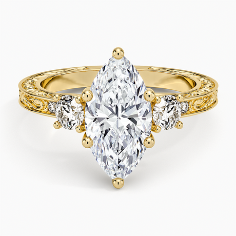Antique Scroll Engraved Three Stone Diamond Ring (1/3 ct. tw.)