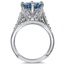 Embellished Aquamarine Ring with Decorative Crown, smallside view