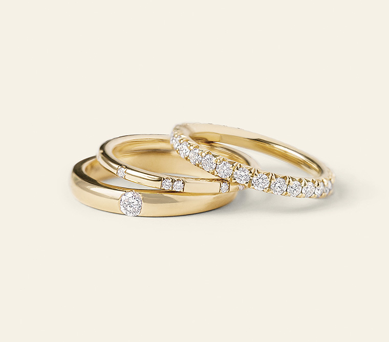 Gold rings with diamond accents
